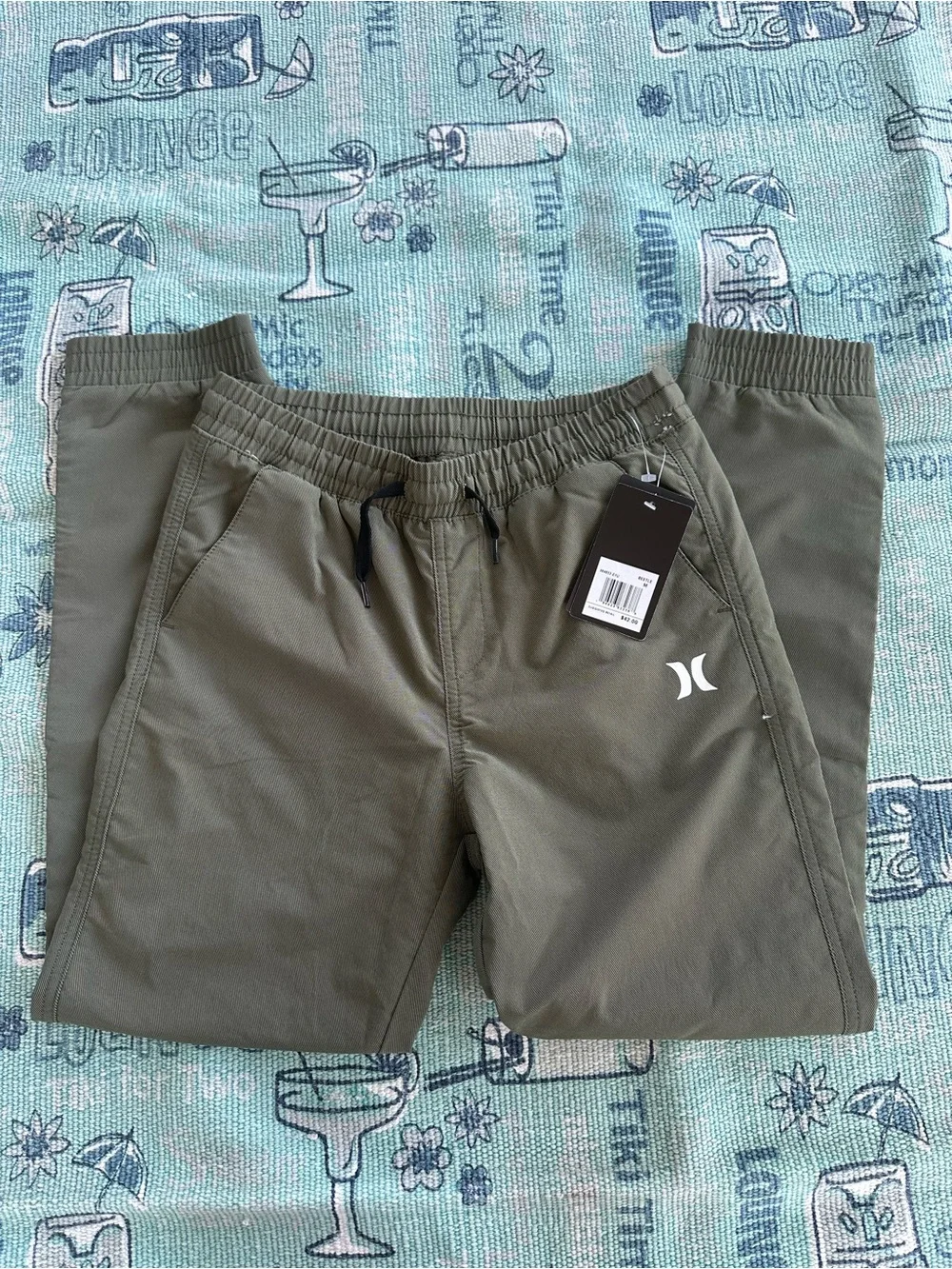 NWT Hurley Kids Olive Green 2-Way Stretch Joggers w/Elastic Waist Size Medium/10
